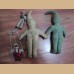 2 bambolotti depoca con testa di cartapesta piu altri 2 giocattoli con testa di porcellana epoca primi 900